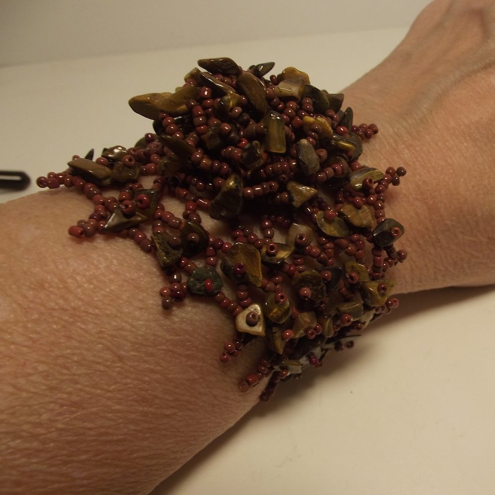 Genuine Tiger's Eye Crocheted Bracelet Artisan